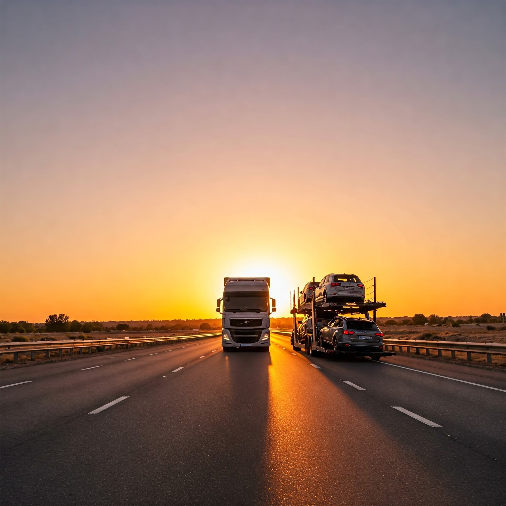 Auto transport truck with cars